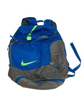 Nike Hoops Elite Max Air Team Blue Fluorescent Green Dual Zip Athletic Backpack